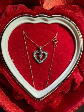 Diamond Heart Necklace in Two Heart Boxes
